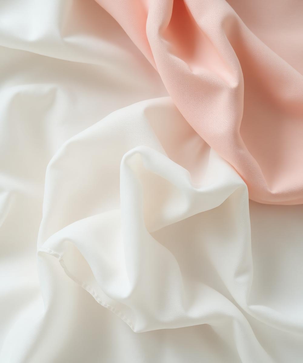 Capas de tejidos en tonos crema y rosa pastel